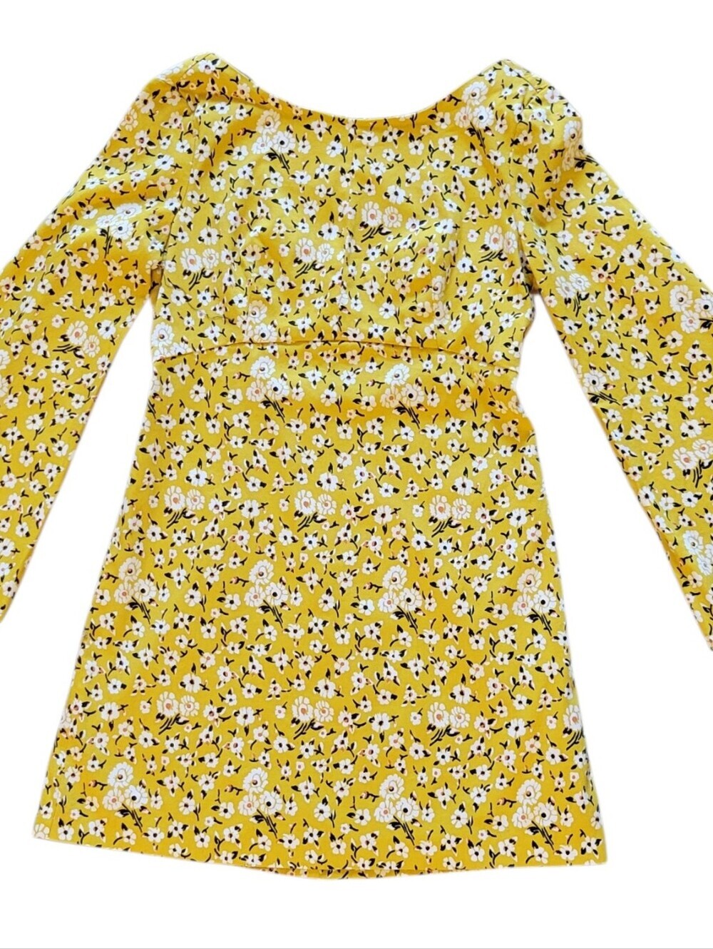 Zara Yellow Floral Bell-Sleeve Mini Dress - Picture 2 of 9